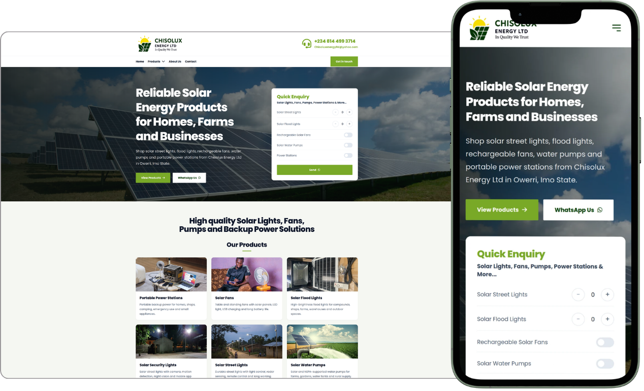 Homepage and Quick Enquiry